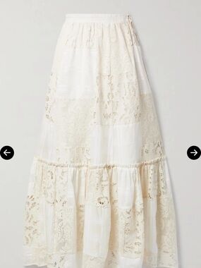 Zimmerman Andie Patchwork Cotton Blend Midi Maxi Skirt in Cream